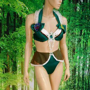 Legend of Zelda Green Link Bra and Panty Bottom Cosplay Costume Halloween